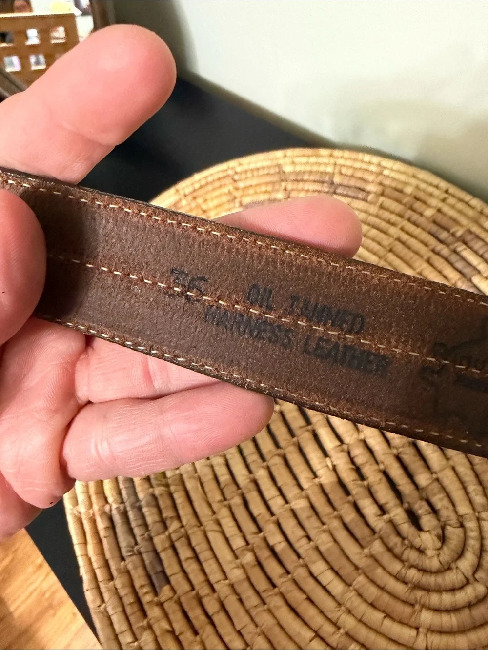 Unisex mahogany brown Leather Belt 34-38” waist
